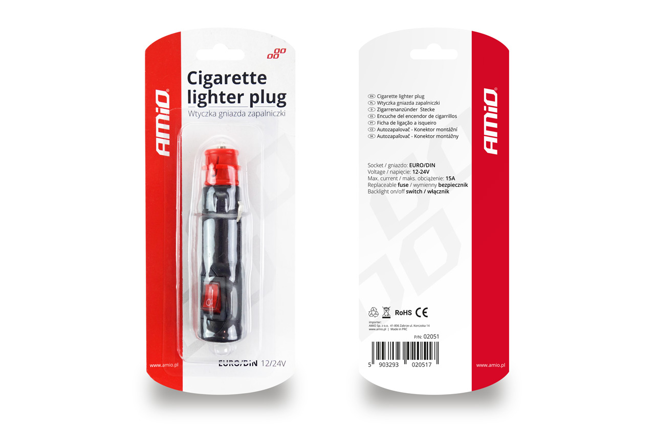 Sigaretisüütaja pistik lülitiga 12/24V