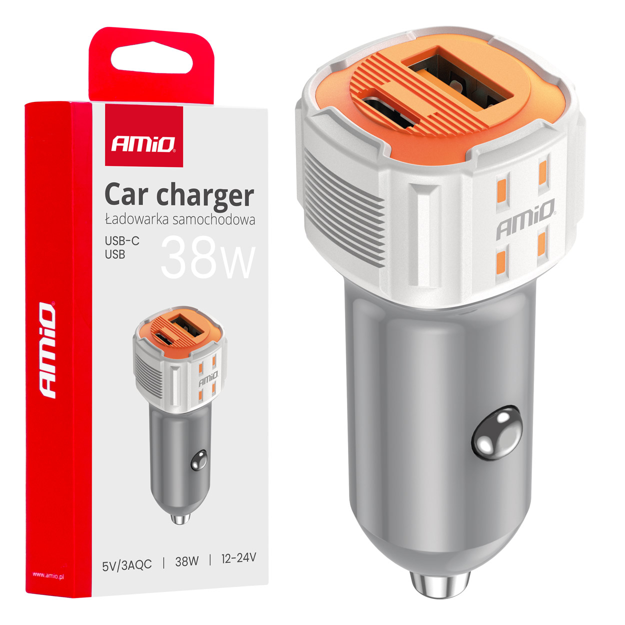 Amio adapter  USB-A+ USB-C 38W kiir