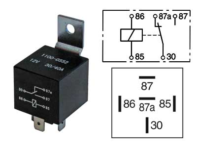 Relee 12v 30/40A 5-klemmi B-lülitus