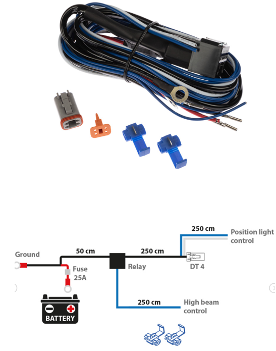 Juhtmekomplekt 1- tulele DT4 - pistikud 12V