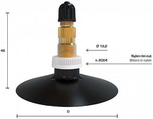 Ventiil paigaga traktori sisekummile liimitav TR218a 63mm