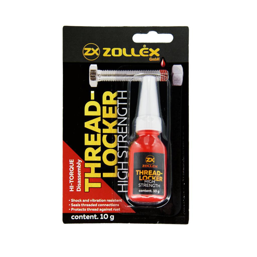 Zollex mitte-eemaldatav keermeliim Threadlocker, punane 10g